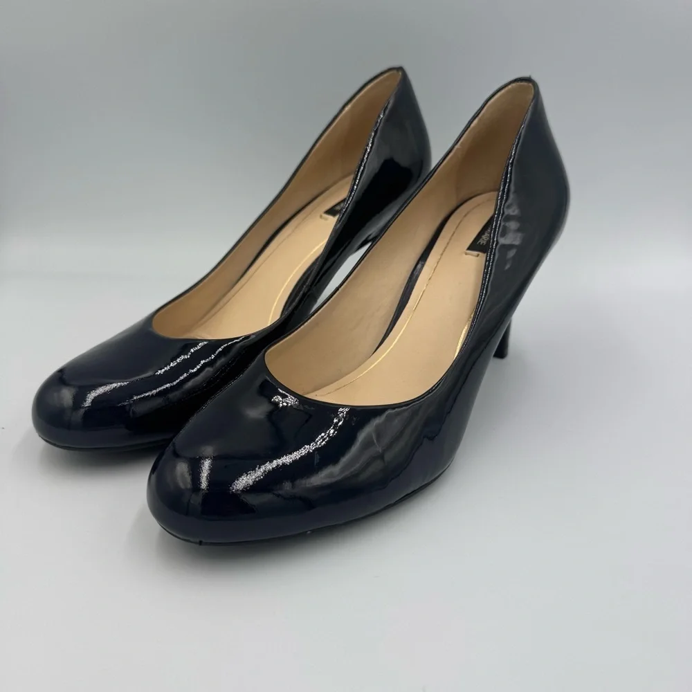Elegant Navy Patent Leather Heels size 9.5